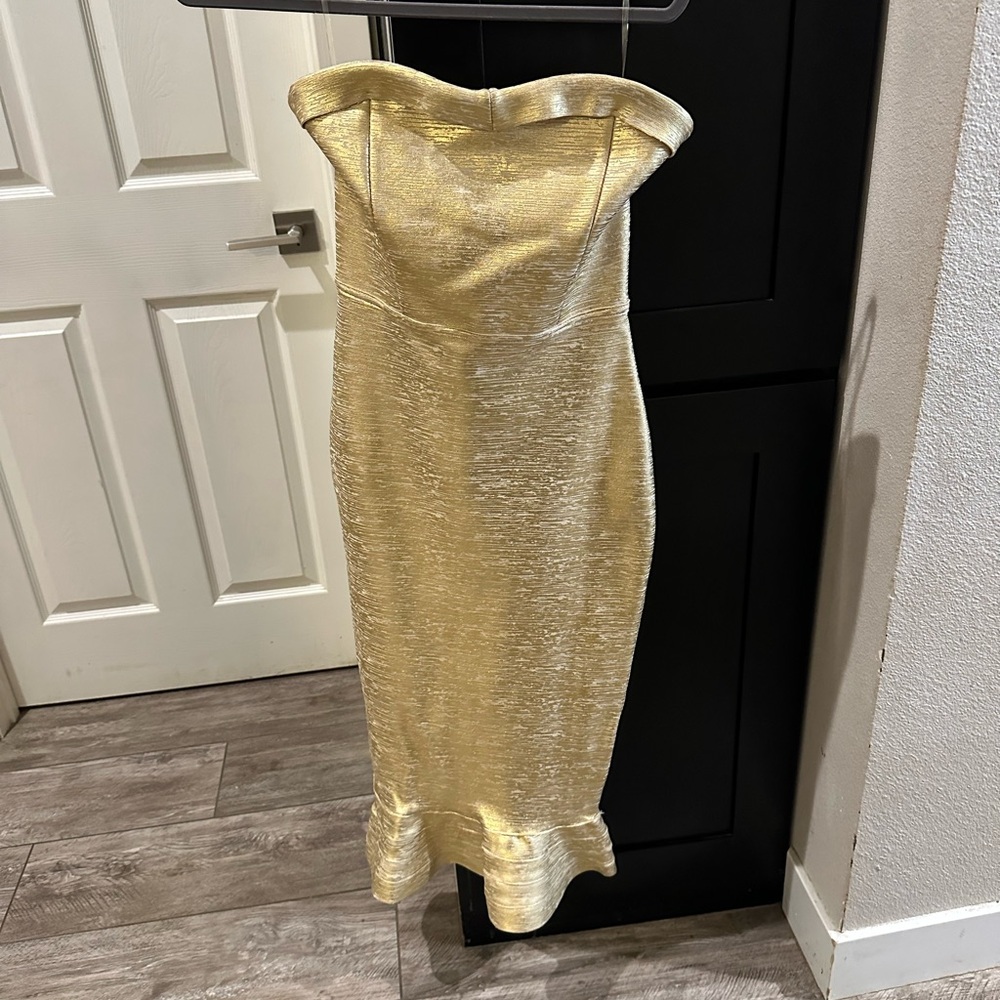 Karen Millen gold mid dress
